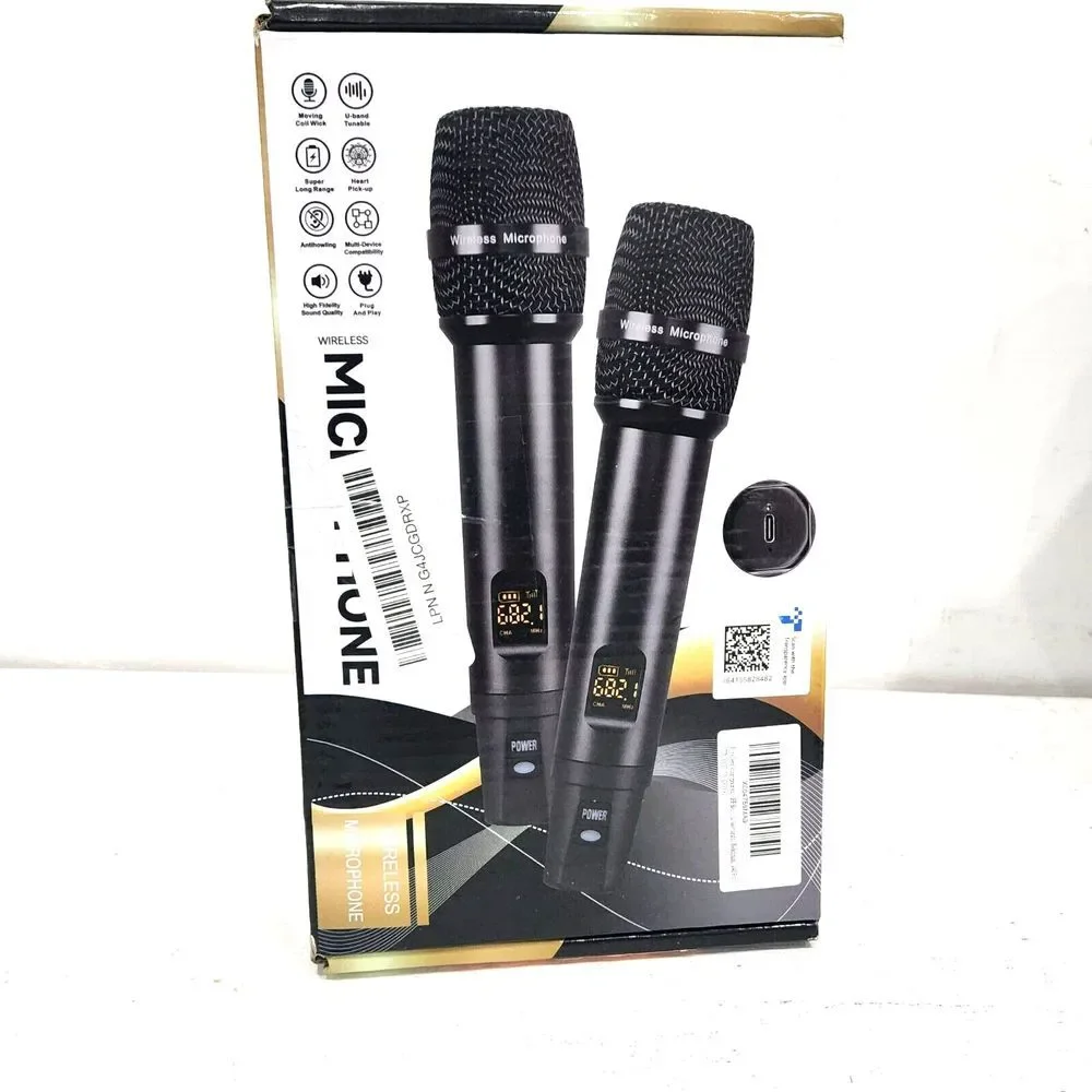 2 Pack Wireless Microphones UHF Metal Dual Handheld Cordless‎ Dynamic 260Ft